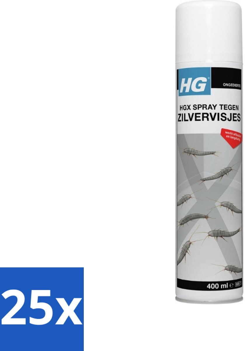 25 x HG X - Spray tegen Zilvervisjes - Langdurige Bescherming - 400 ml - Voordeelverpakking - 25 stuks