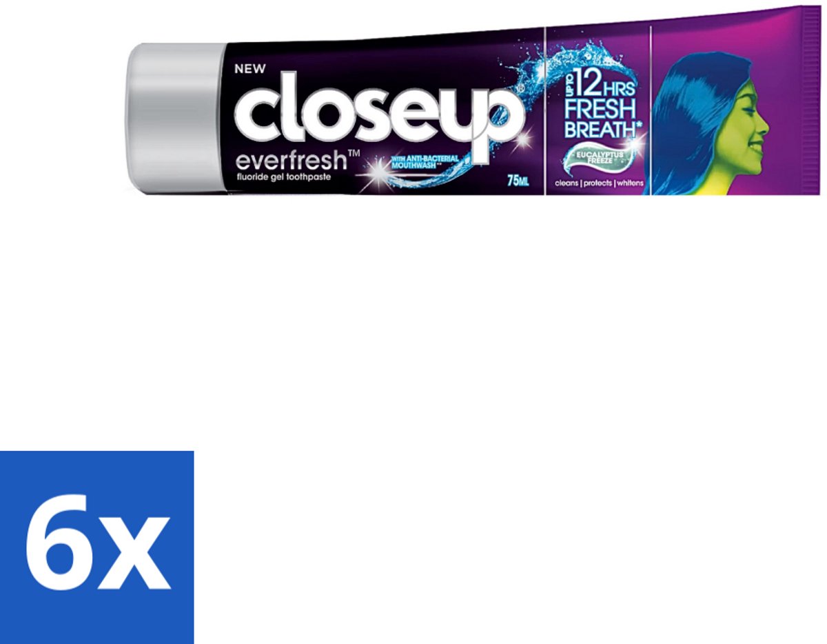 6 x Close Up - Tandpasta - Eucalyptus Freeze - Verfrissend & Antibacterieel - 90 g - Eucalyptus Freeze - Frisse Adem - Mondwater - Antibacterieel - Gaatjesbescherming
