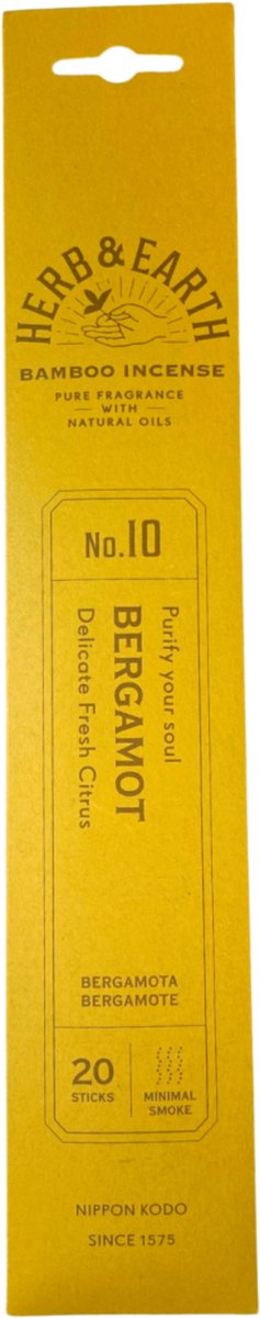 Nippon Kodo - herb en earth - bergamot wierook stokjes - 1 pakje 20 stokjes