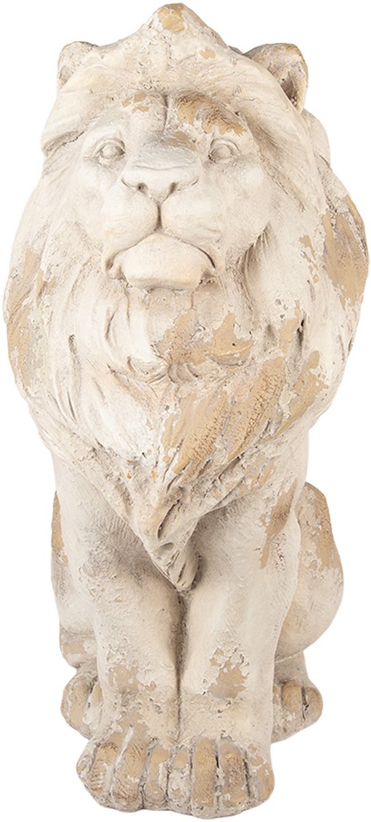 Decoratie Beeld Leeuw 50x30x62 cm Beige Keramiek