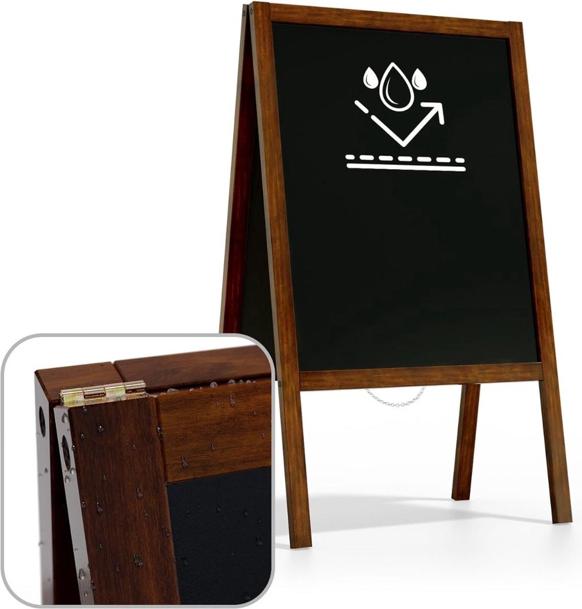 Thuys – Stoepbord – A1 – Flipover – Krijtbord – 2 x 60 x 100cm – Bruin
