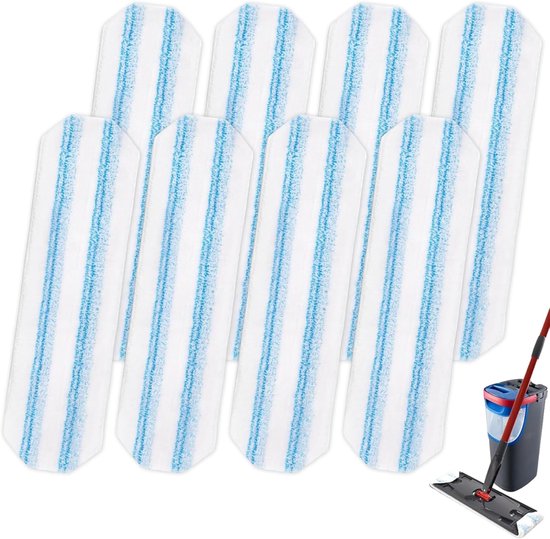 8 stuks dweilpadvervanging geschikt voor O Cedar H2prO mopsysteem, geschikt voor Vileda H2PrO Flat Mop Refill Kit - dweilkopvervanging - vervangende dweilpads - machinewasbaar, herbruikbaar, eenvoudig te installeren, voor alle harde vloeren