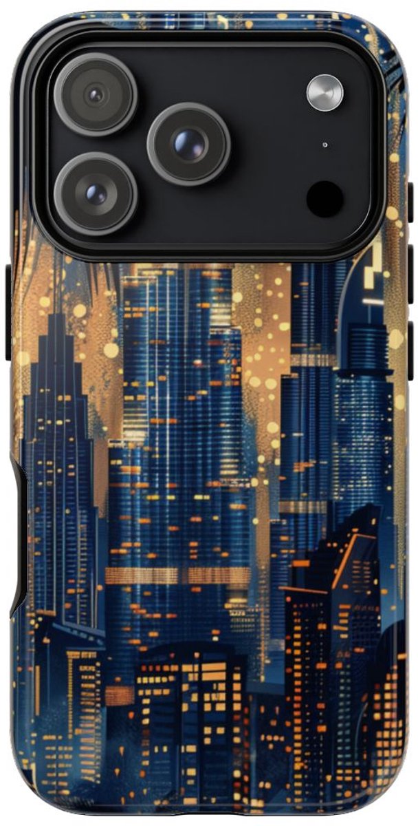 Stadssilhouet bij Nacht met Palmen – Telefoonhoesje Geschikt voor iPhone 17 Pro