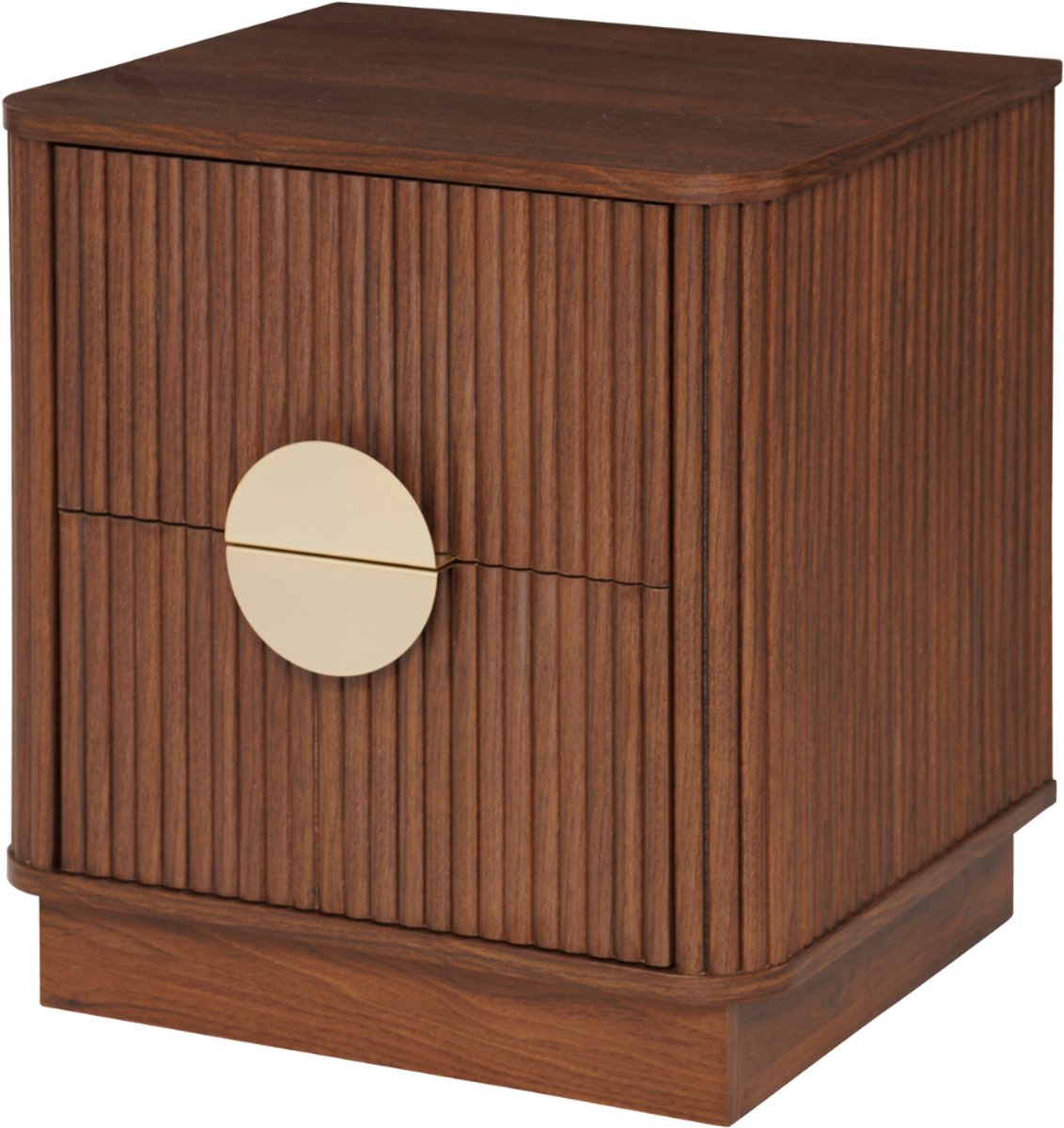 MISOU Nachtkastje met Lades - 45x40x55cm - Walnoot - Donkerbruin met Goude details - Hout - SPICIA