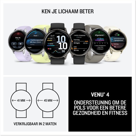 Garmin Venu 4 - Multisport smartwach - 41 mm - AMOLED - Goudkleurig/Creme