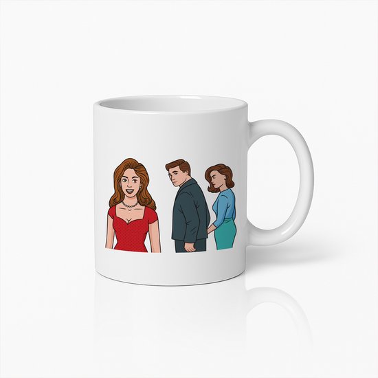 330ml Grappige Meme Koffiemok – "Afgeleide Vriendje" Ontwerp – Humoristische Keramische Beker voor Meme Fans – Origineel Cadeau voor Vrienden of Collega’s