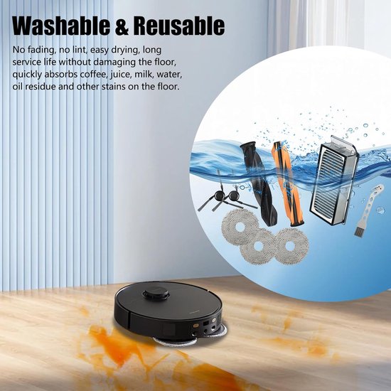 11 Stks Accessoires Kit voor Dreame Mova E30 Ultra Stofzuiger, 1 Hoofdborstel 4 Zijborstel 2 Filter 2 Mop Pad 2 Stofzak 11 Stks Accessoires Kit voor Dreame Mova E30 Ultra Stofzuiger, 1 Hoofdborstel 4 Zijborstel 2 Filter 2 Mop Pad 2 Stofzak