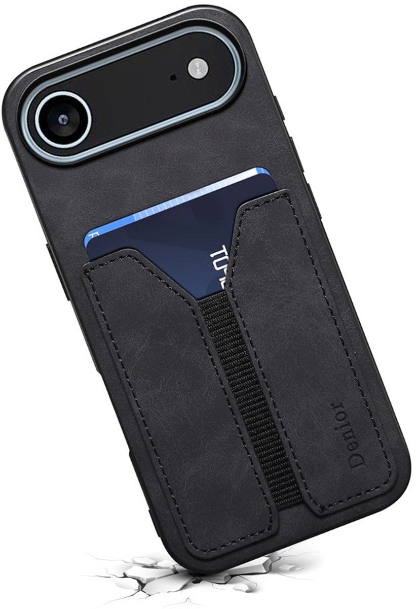 Denior Geschikt voor iPhone 17 Air hoesje - Backcover met kaarthouder - Zwart