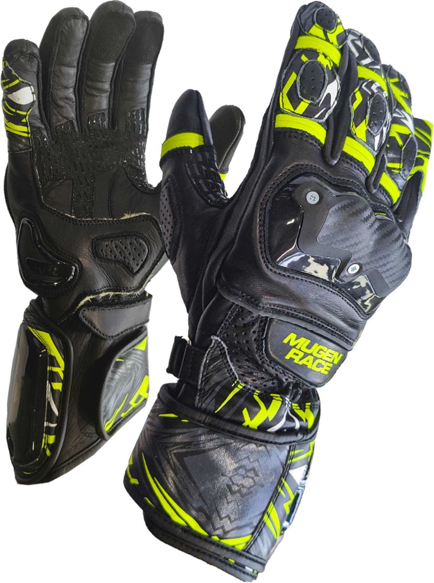 MUGENRACE Moone Sport Zwart Neon Gele Handschoenen - Handschoen