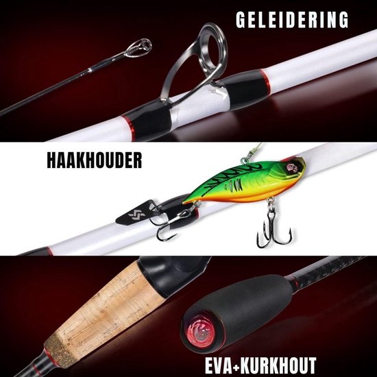 Thuys – Werphengel – Met Molen – Hengelset – Telescopisch – Met Baitcasting Reel Combo – 99 x 10 x 10cm – Wit — afbeelding 2