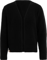 Knit Factory - Lenny Gebreid Vest - Gebreide dames cardigan - Kort vest op heuphoogte - Zwart damesvest gemaakt uit 30% wol en 70% acryl - Zwart - 36/38