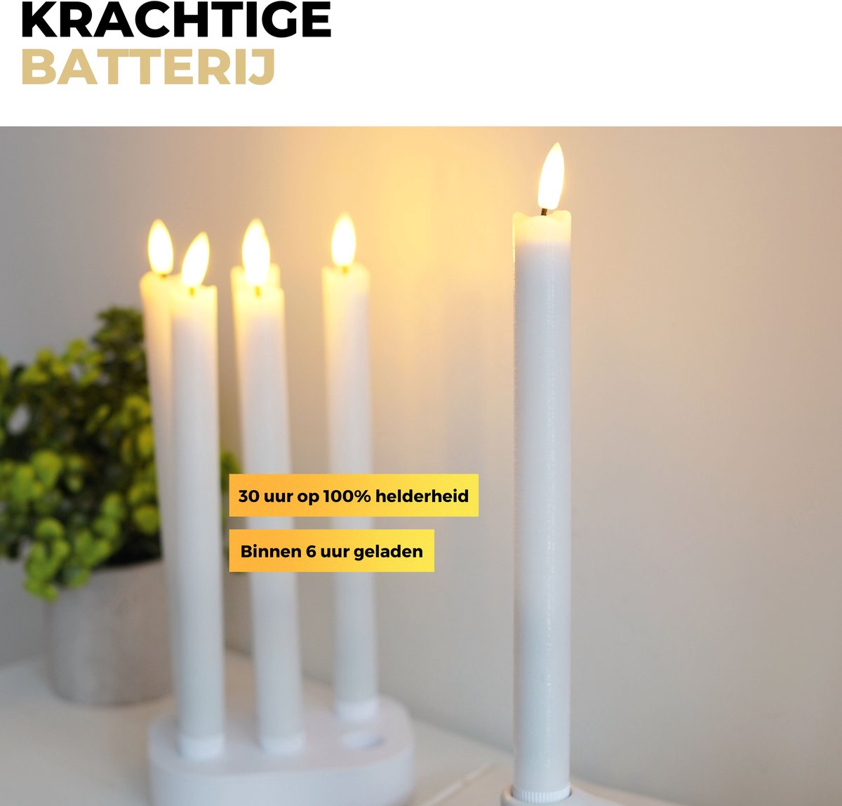 Anna’s Collection oplaadbare LED dinerkaarsen (set van 4)