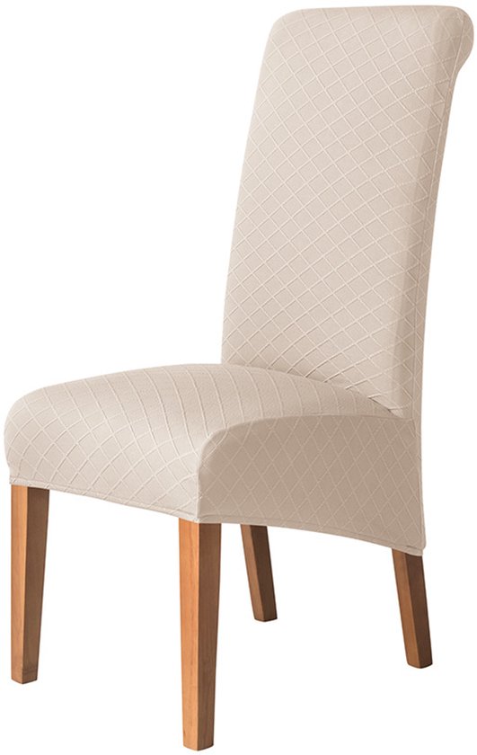 Housses de siège, lot de 2 housses de chaise à motif losange, extensibles, faciles à nettoyer et durables (beige)