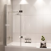 Lomazoo Badwand Caracas -100x140cm - Chroom - Nano Coating Anti-kalk - 2delig -draaibaar-helder Glas