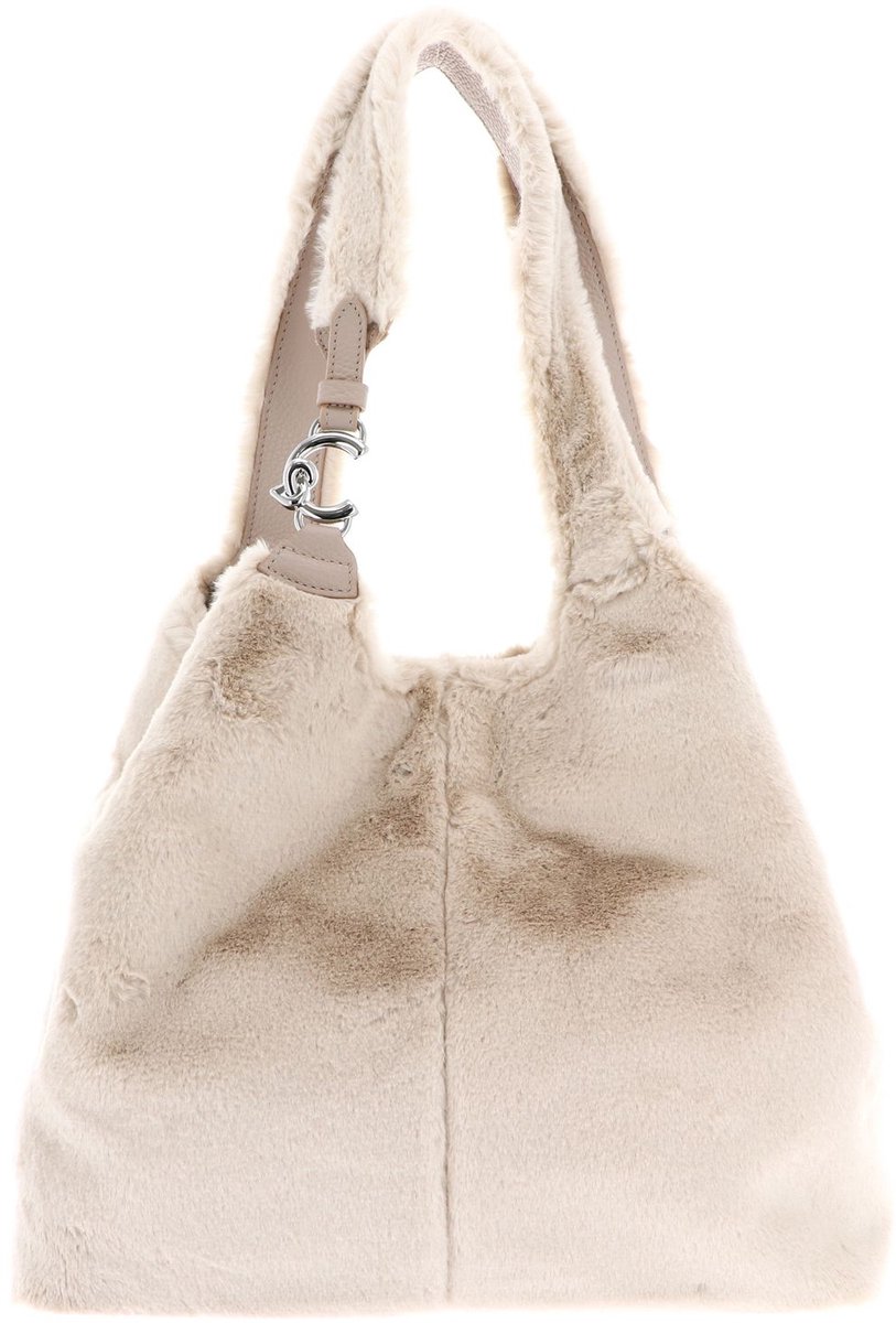 COCCINELLE shopper schoudertas C-Easy Synthetic Fur Shopper Natural / Rosette beige