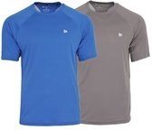 2-Pack Donnay - Sportshirt (André) - T-Shirt - Heren - True Blue/Steel Grey (732) - maat 3XL