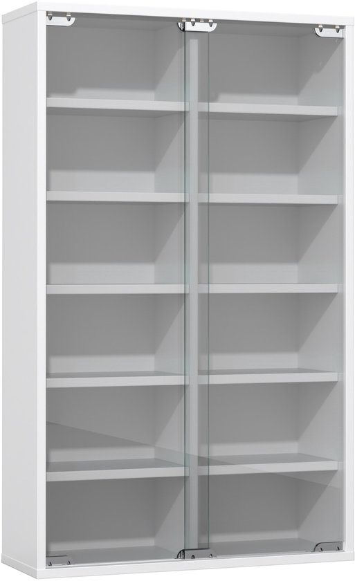 Vitrine - Meuble à compartiments - Meuble de rangement - 12 compartiments avec portes coulissantes - Blanc