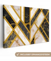 Tableau sur toile 140x90 cm - Décoration murale Marbre - Goud - Motif - Décoration murale salon - Décoration chambre - Accessoires chambre - Peintures