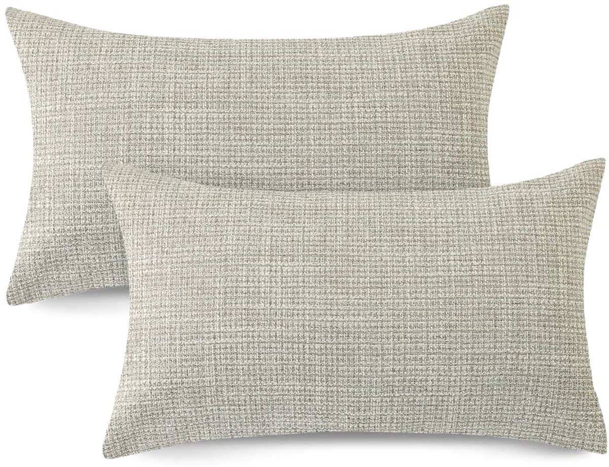 Ibenzoa Set van 2 moderne linnen kussenhoezen voor bank en slaapkamer decoratie kaki