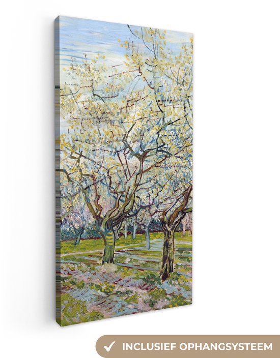 Canvas schilderij 40x80 cm - Wanddecoratie Boomgaard in bloei - Vincent van Gogh - Muurdecoratie woonkamer - Slaapkamer decoratie - Kamer accessoires - Schilderijen op canvas