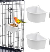 2 Pièces Mangeoire Blanche Parrot - Bol Alimentaire en Plastique - Distributeur pour Oiseaux - Mangeoire pour Oiseaux - Abreuvoir pour Cage à Oiseaux - Accessoires pour Perroquets