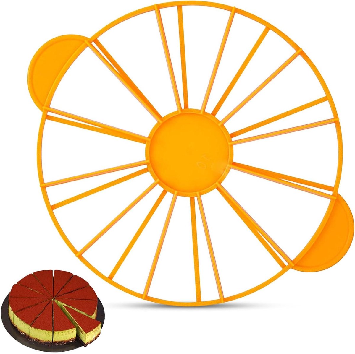 JHubers Goods - Cake Portion Marker, Cake Cutter voor 10 en 12 Porties - Ronde Cake en Taart Verdeler - Geel