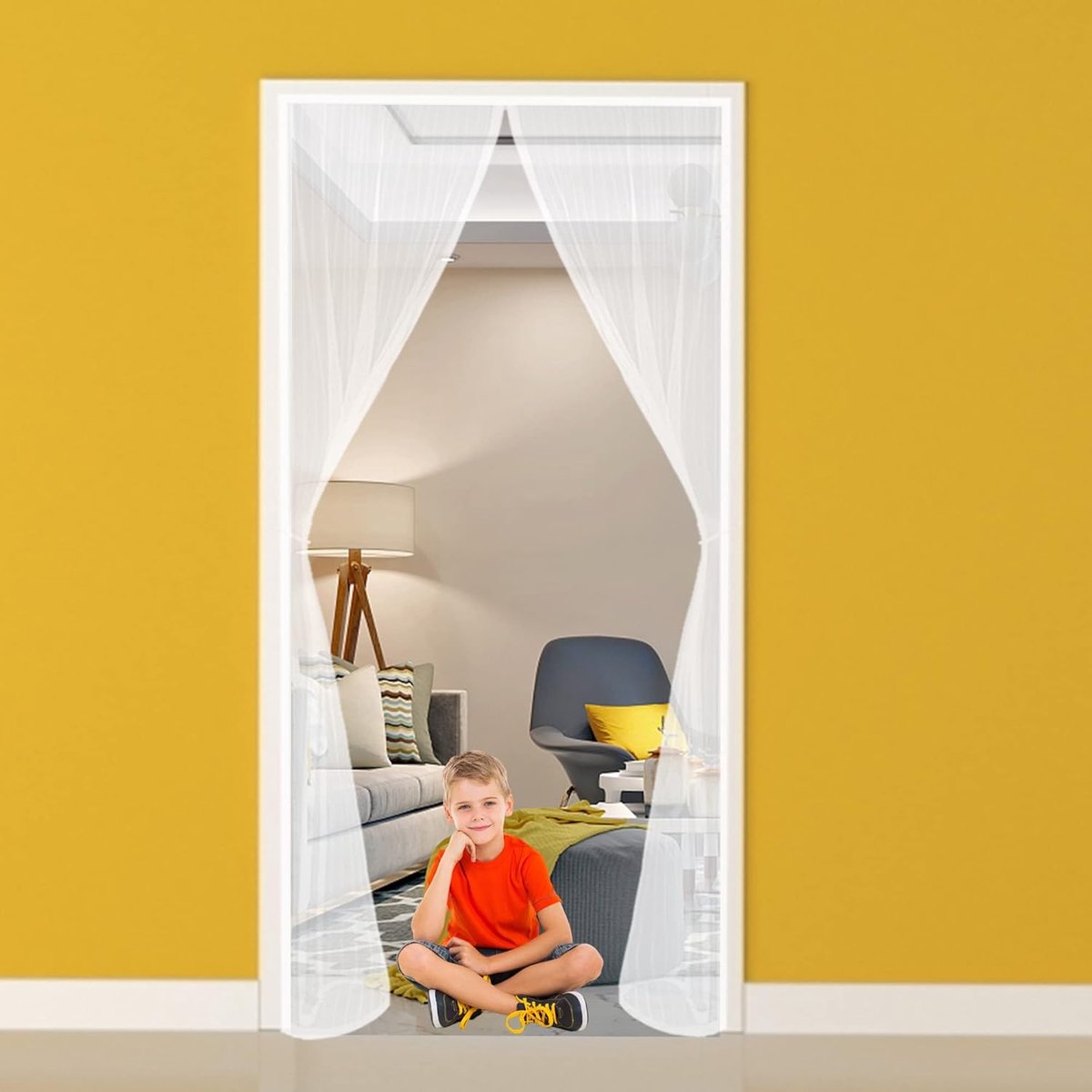 Hordeur 90x260cm - Handsfree Anti-Muggen Gaasdeur voor Balkons en Woonkamers