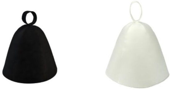2 stuks saunahoeden - vilten saunahoofddeksels voor mannen en vrouwen - vilten hoeden - vilten hoeden - saunahoeden -Wit + Zwart-34*34*23cm