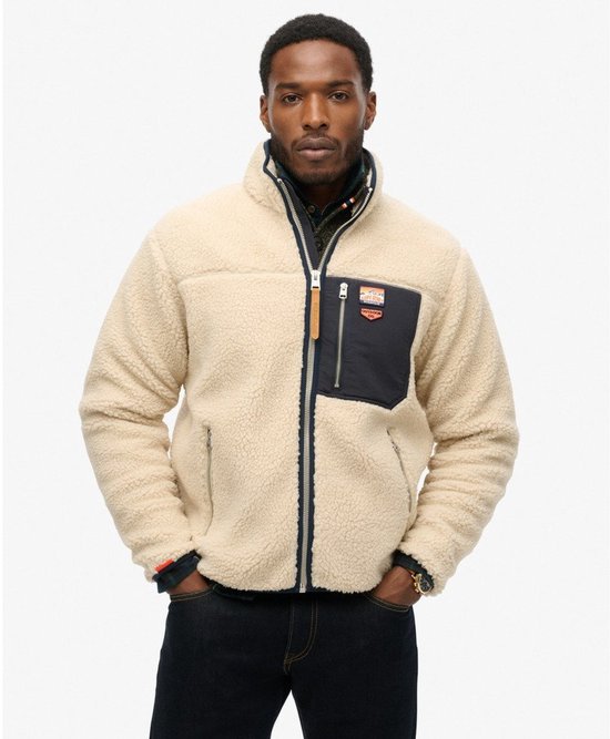 Superdry Fleecejacket Vintage Retro Ecru - Maat XXL - Heren