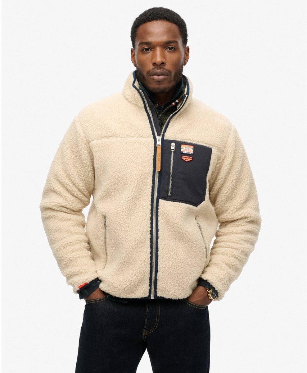 Superdry Fleecejacket Vintage Retro Ecru – Heren Beige