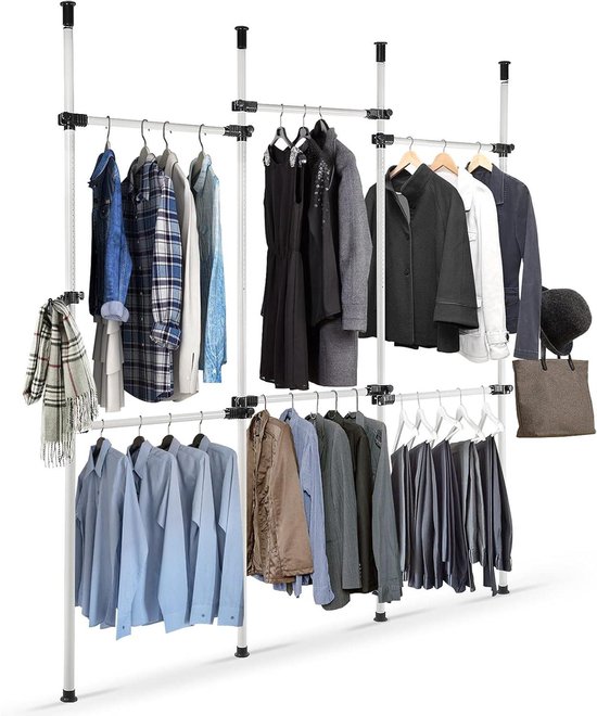 Uittrekbare kledingstang, 2 stuks, kledingstang verstelbaar 25-45 cm, bespaart opslagruimte in kasten en opslagruimtes, organiseert kleding en broeken (40CM
