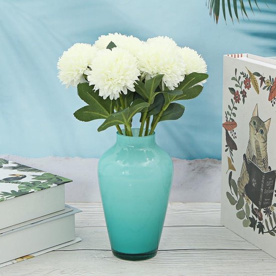 DUYONE Kunstbloemen, levensechte hortensia's, 4 stuks, 56 cm, grote kunstbloemen die echt aanvoelen, geschikt voor buiten, bruiloften, kerst, kantoor, woonkamer, tafeldecoratie - 2 wit, 2 lichtgroen