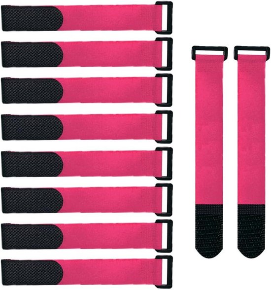 FrogJim 25x Kabelbinders met klittenband 30cm wit met gesp, herbruikbare klittenband kabelbinders, 20mm breed, nylon KWS3025