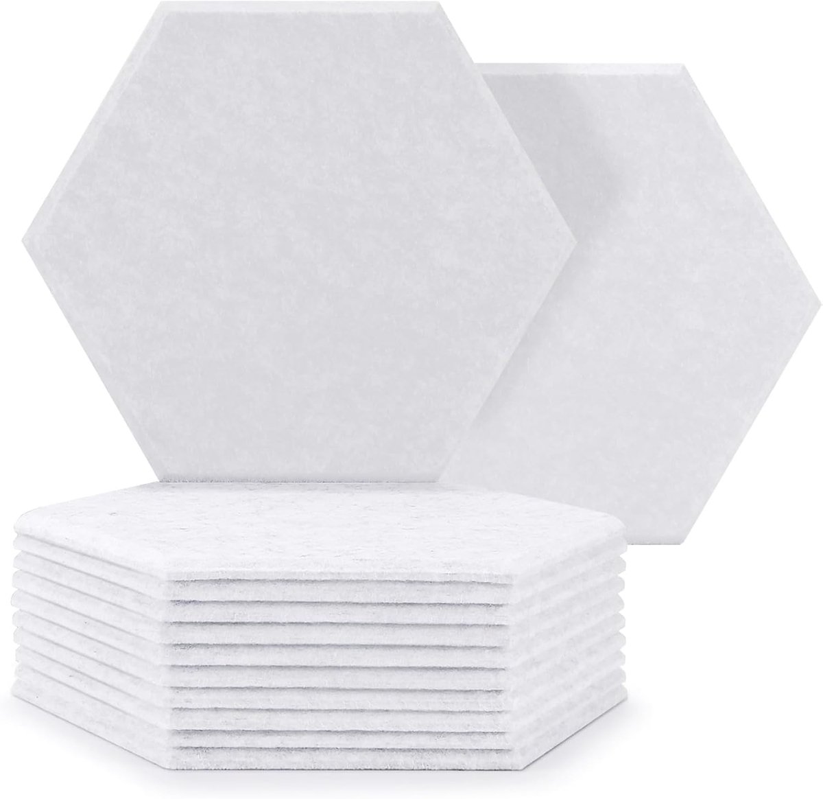 Zeshoekige akoestische schuimplaten 30 x 26 x 1 cm - Geluidsabsorberende schuimpanelen voor plafonds en muren (wit)