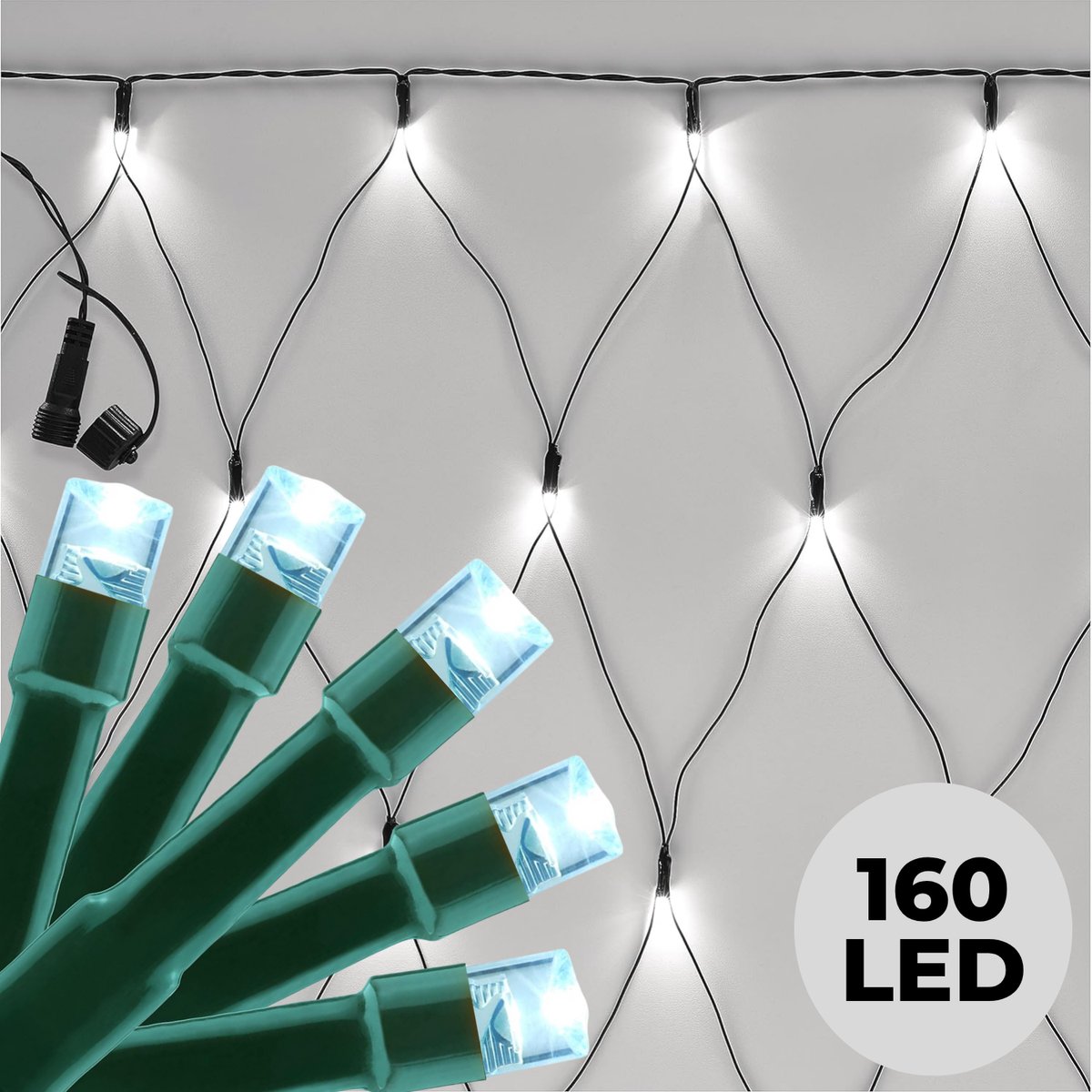 Lomera Netverlichting Buiten - Kerstlampjes - Net Kerstverlichting - Koelwit LED - 160 LED Lampjes - Ip44 - Geschikt voor Buiten - 200X100 CM - Lichtnet Kerstverlichting - Sterrenhemel Effect - Lichttapijt
