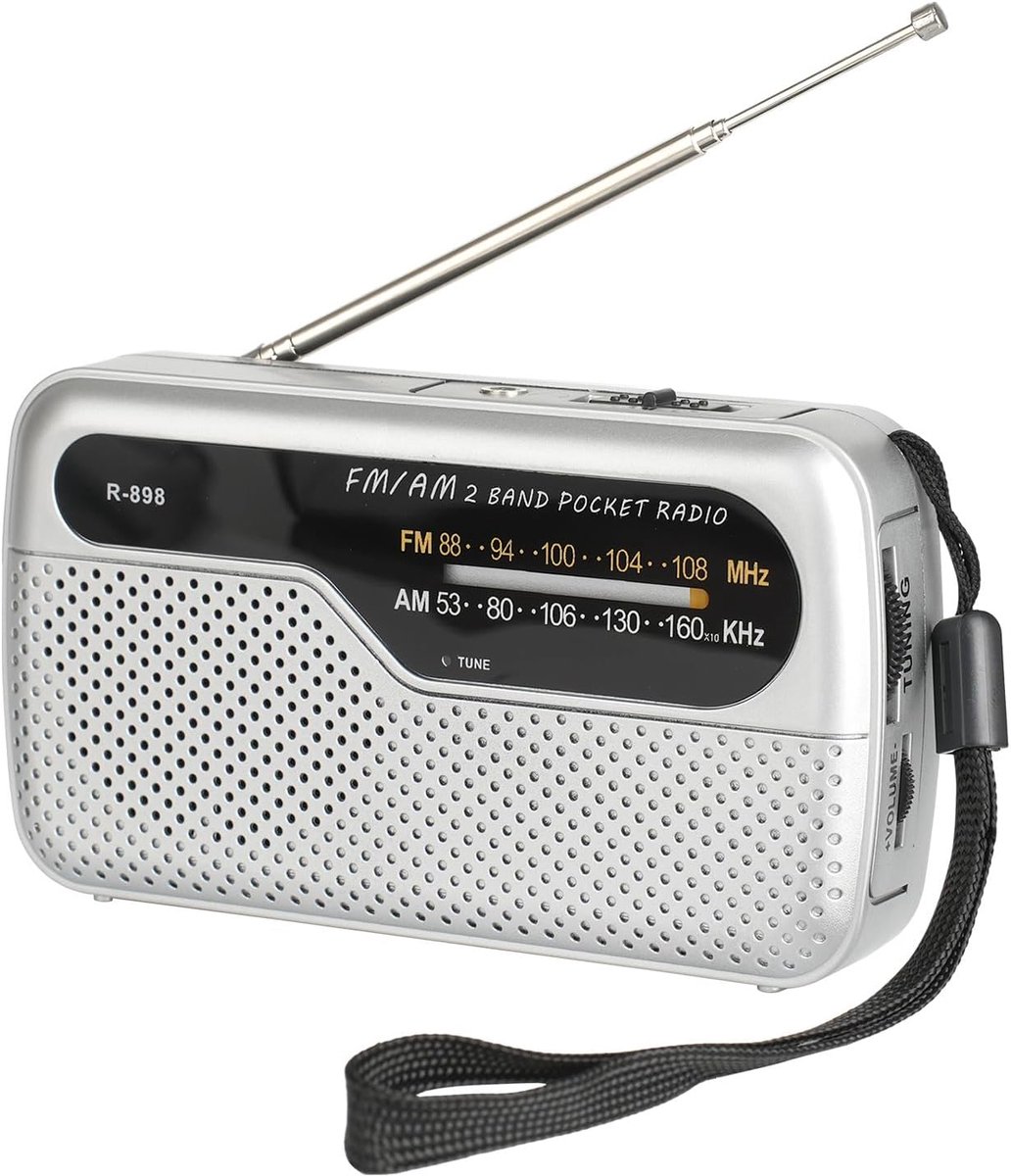 Draagbare Radio - Zakradio FM AM - Noodsituaties Thuis - Met Oortelefoon - Compact Formaat - Zilver