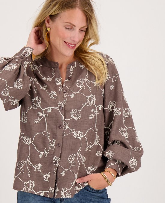 Je m'appelle Dames Blouse - Bruin - Maat M