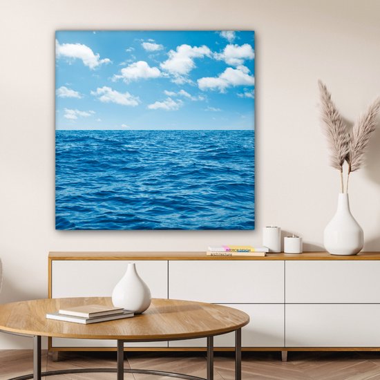 Tableau sur toile Mer - Nuages ​​- Blauw - 90x90 cm - Décoration murale