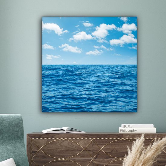 Tableau sur toile Mer - Nuages ​​- Blauw - 90x90 cm - Décoration murale