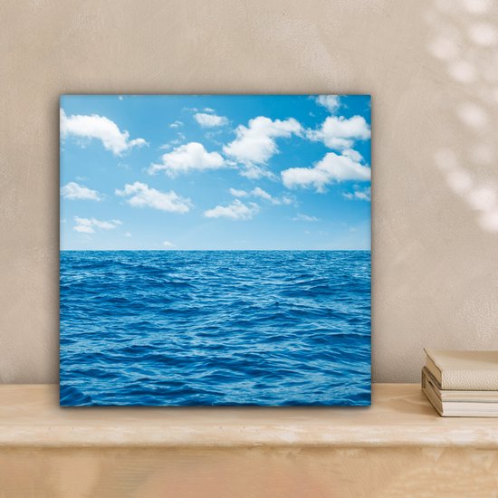Peintures sur toile Mer - Nuages - Blauw - 20x20 cm - Décoration murale