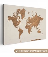 Peintures Toile Wereldkaart - Vintage - Cartes - 150x100 cm - Décoration murale