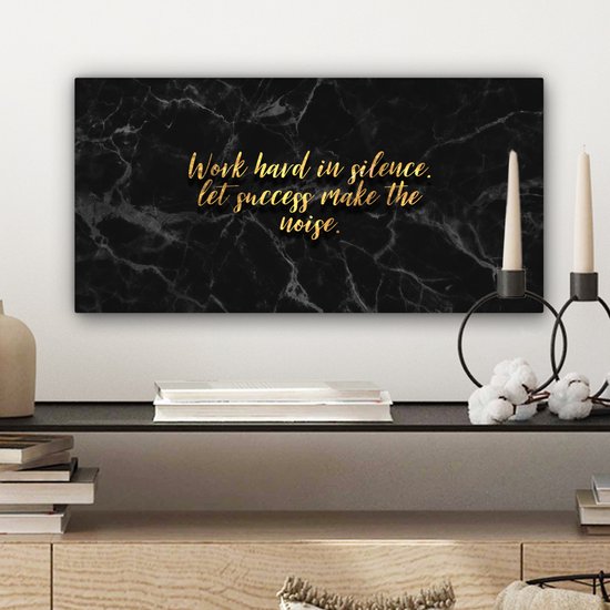 Citations Peinture sur Toile - Motivation - Or - Marbre - 40x20 cm - Décoration murale