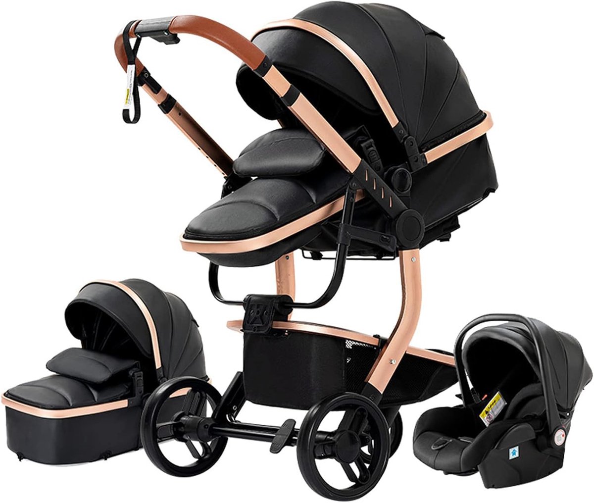 Image of 3-in-1 Kinderwagen Met Omkeerbare Duwstang, Opvouwbaar Ontwerp, Geschikt Voor Alle Seizoenen