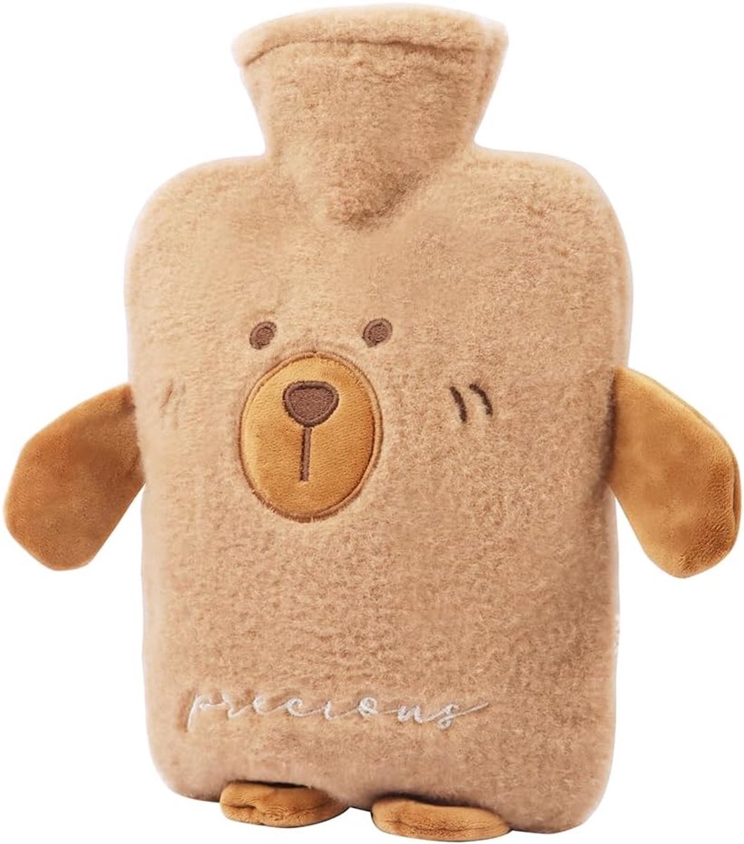Kruik Warmwater met hoes - 2 liter - warmwaterkruik voor kinderen - groot formaat met knuffelzachte overtrek - warmwaterkruik dier - hot waterfles - cadeau voor familie en vrienden
