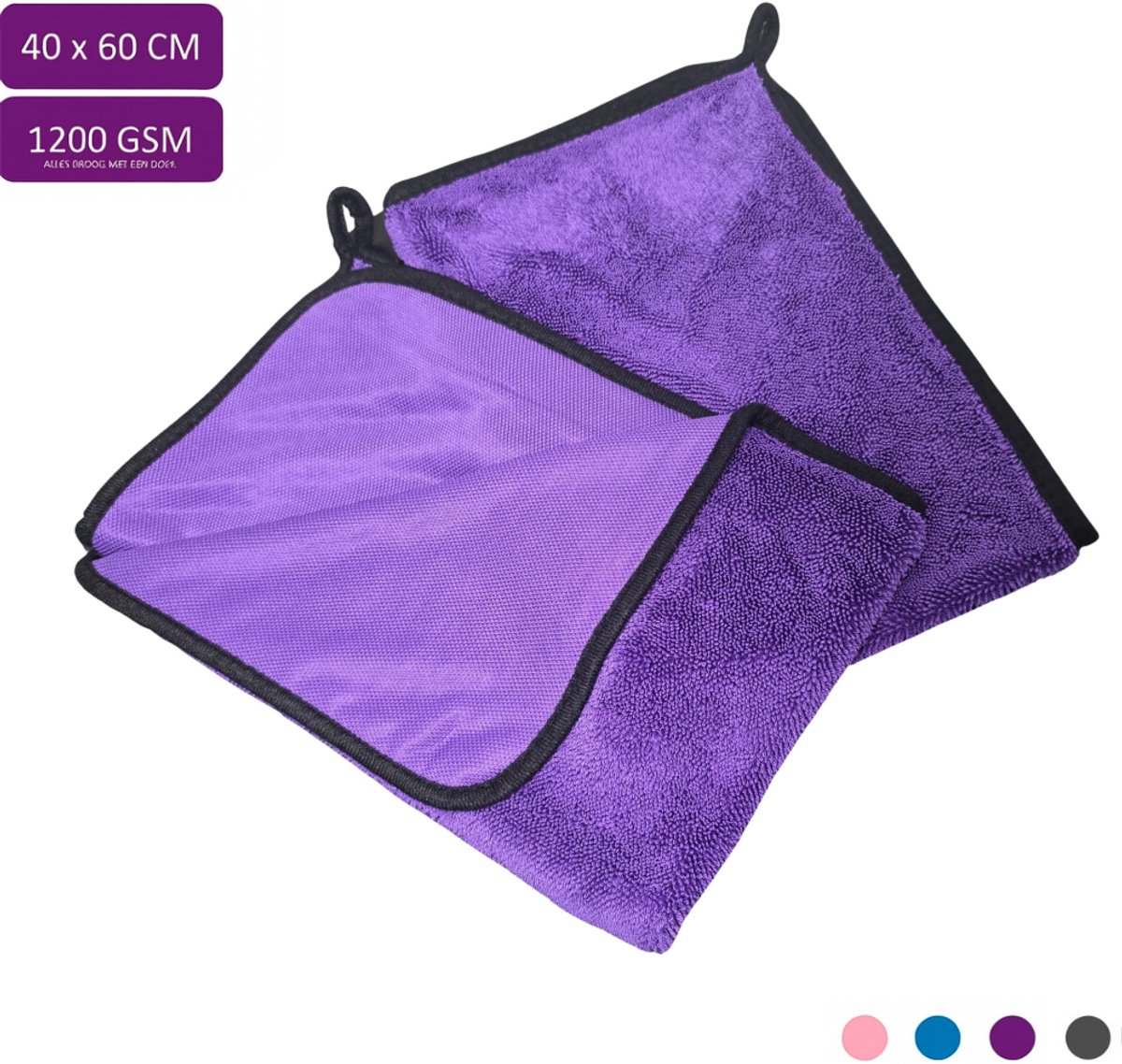 VitalHarbour Fastdry Droogdoek voor Badkamer- Premium Microvezel Droogdoeken – Set van 2 Paars – 60x40 cm - Schoonmaakdoeken - Raamdoeken Streepvrijdroog - Wonderdoekjes