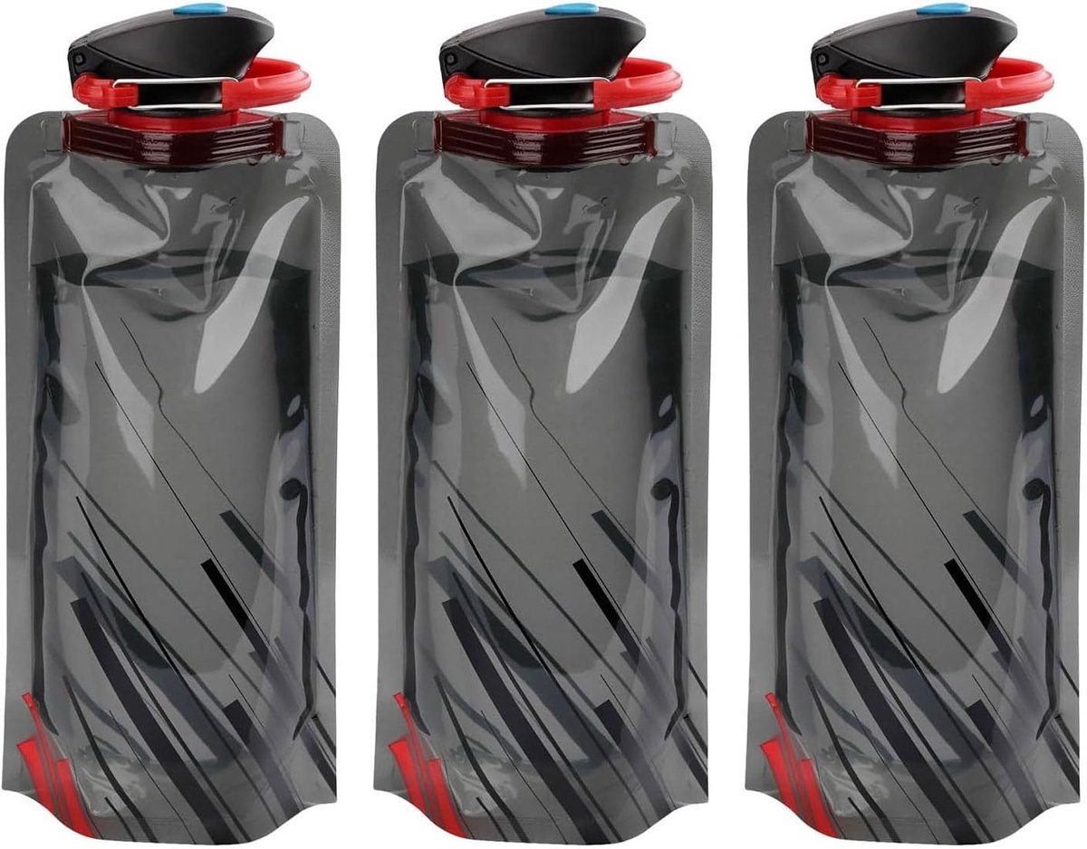 Opvouwbare Drinkfles Set van 3 - 700 ml Herbruikbare Waterflessen voor Festivals en Reizen