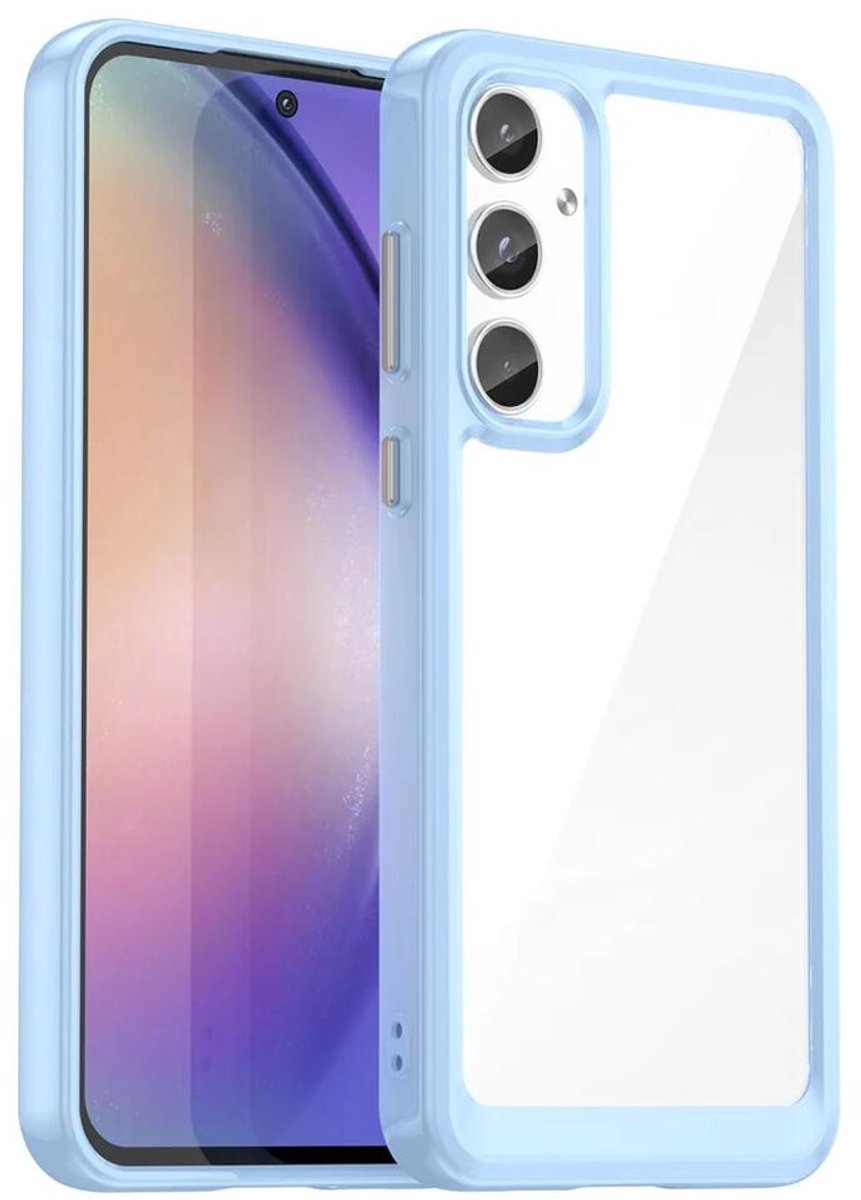 Hoesje Geschikt voor Samsung Galaxy A55 - Acryl Back Cover Blauw