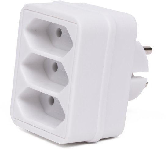 Benson Driewegstekker - wit - 2.5A - 230V - compact formaat