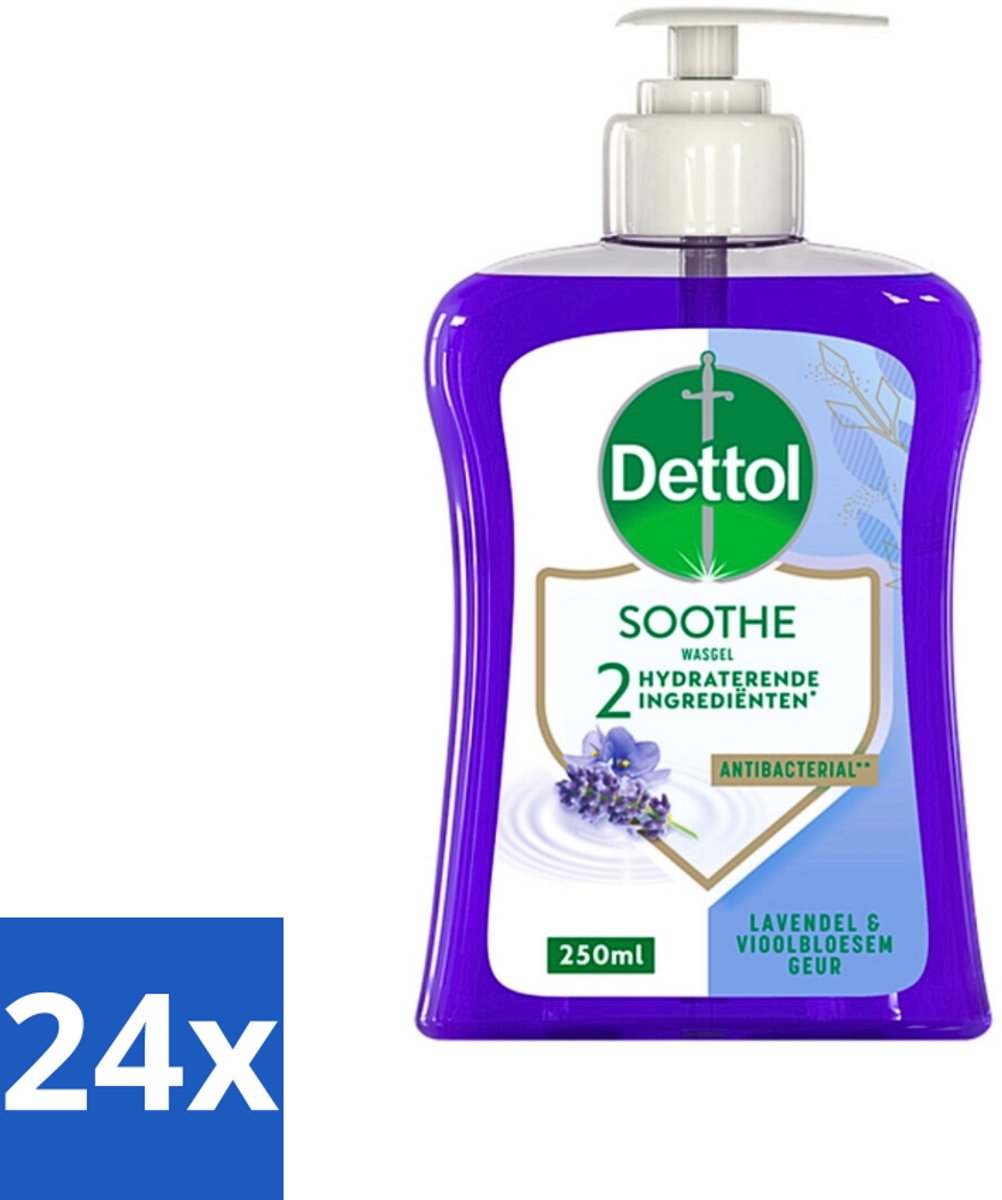 24 x Dettol - Handzeep - Soothe - Lavendel & Vioolbloesem - 250 ml - Antibacteriële Handzeep - Lavendel Handzeep - Vioolbloesem Handzeep - Verzachtende Handzeep - Handzeep Voor Gevoelige Huid
