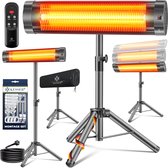 KESSER® Infraroodstraler - Terrasverwarmer - Infrarood Verwarming - Patiostraler 2500W met afstandsbediening incl. beschermhoes in hoogte verstelbare telescoopstandaard Wikkeltafel Patiostraler Kwartsstraler Infraroodstraler - 2500W
